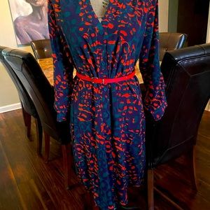 SOLD - Large Colorful Animal Print Long Sleeved Button Down Dress